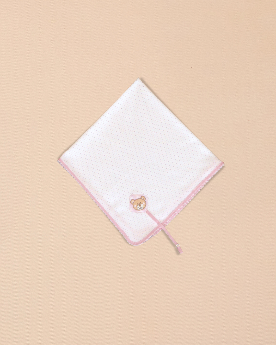 Bear Burp Towel with Scalloped Edging & Pacifier Holder