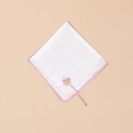 Bear Burp Towel with Scalloped Edging & Pacifier Holder