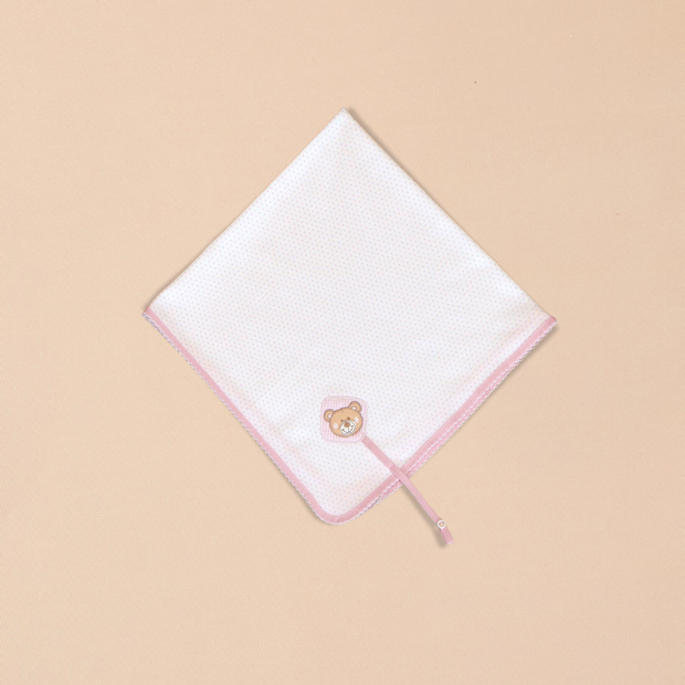 Bear Burp Towel with Scalloped Edging & Pacifier Holder
