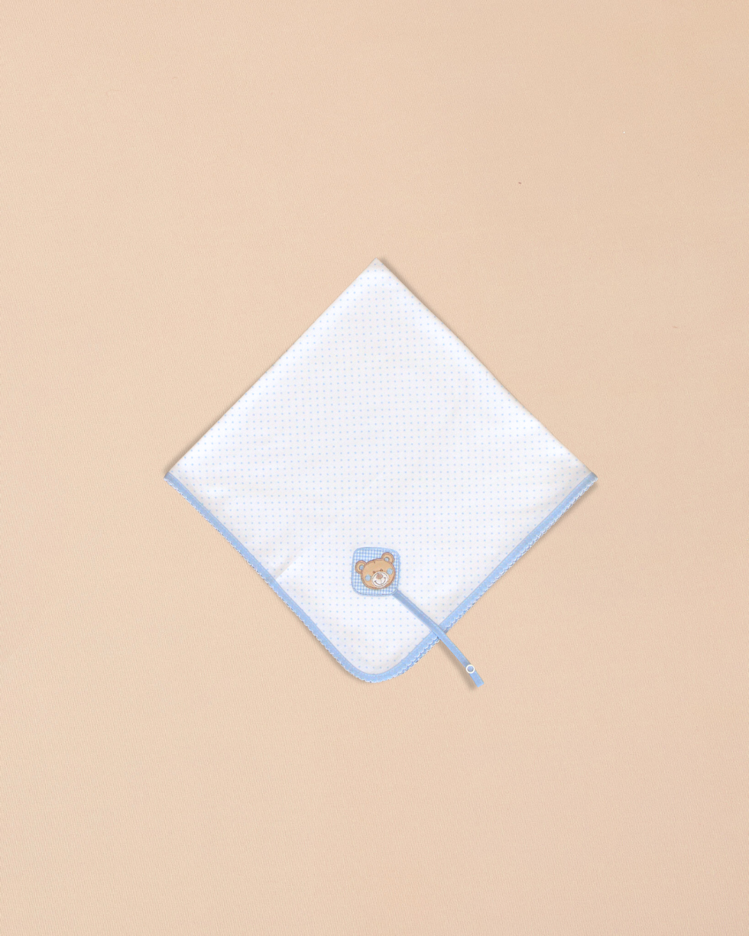 Bear Burp Towel with Scalloped Edging & Pacifier Holder