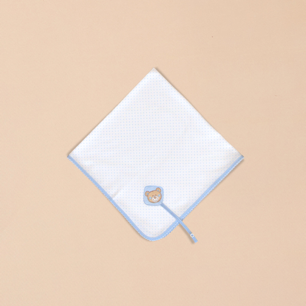 Bear Burp Towel with Scalloped Edging & Pacifier Holder