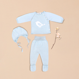 Birdie 3 Piece Set – Top, Footed Pants & Bonnet