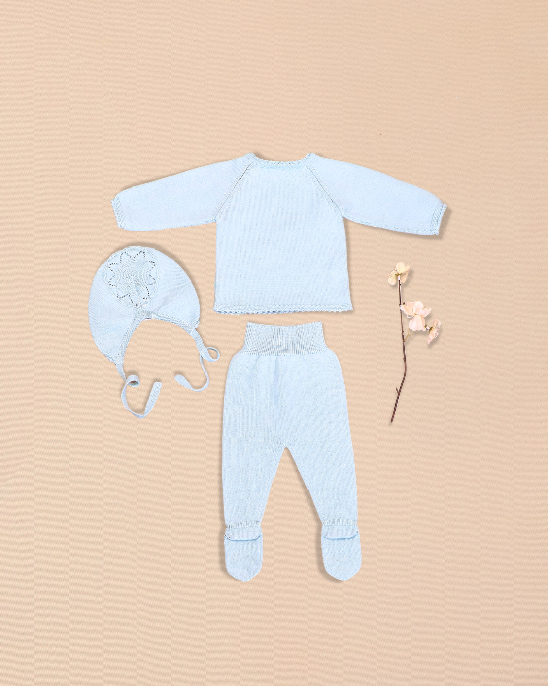 Birdie 3 Piece Set – Top, Footed Pants & Bonnet