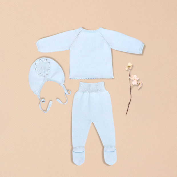 Birdie 3 Piece Set – Top, Footed Pants & Bonnet