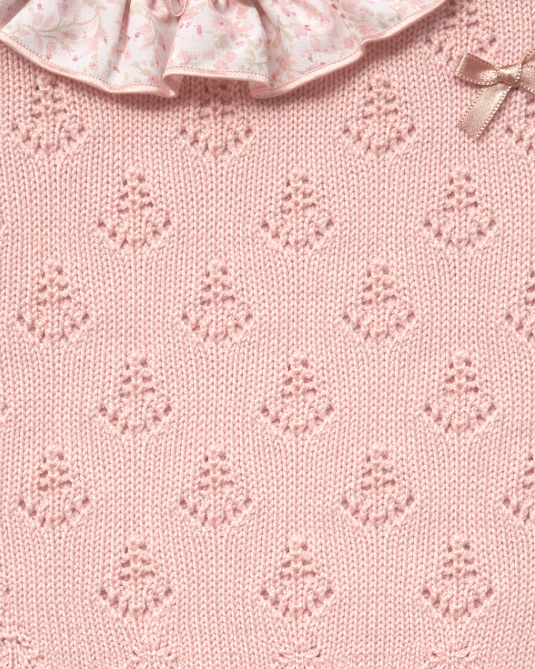 Blush Romper with Floral Ruffle Collar