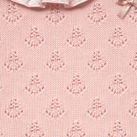 Blush Romper with Floral Ruffle Collar