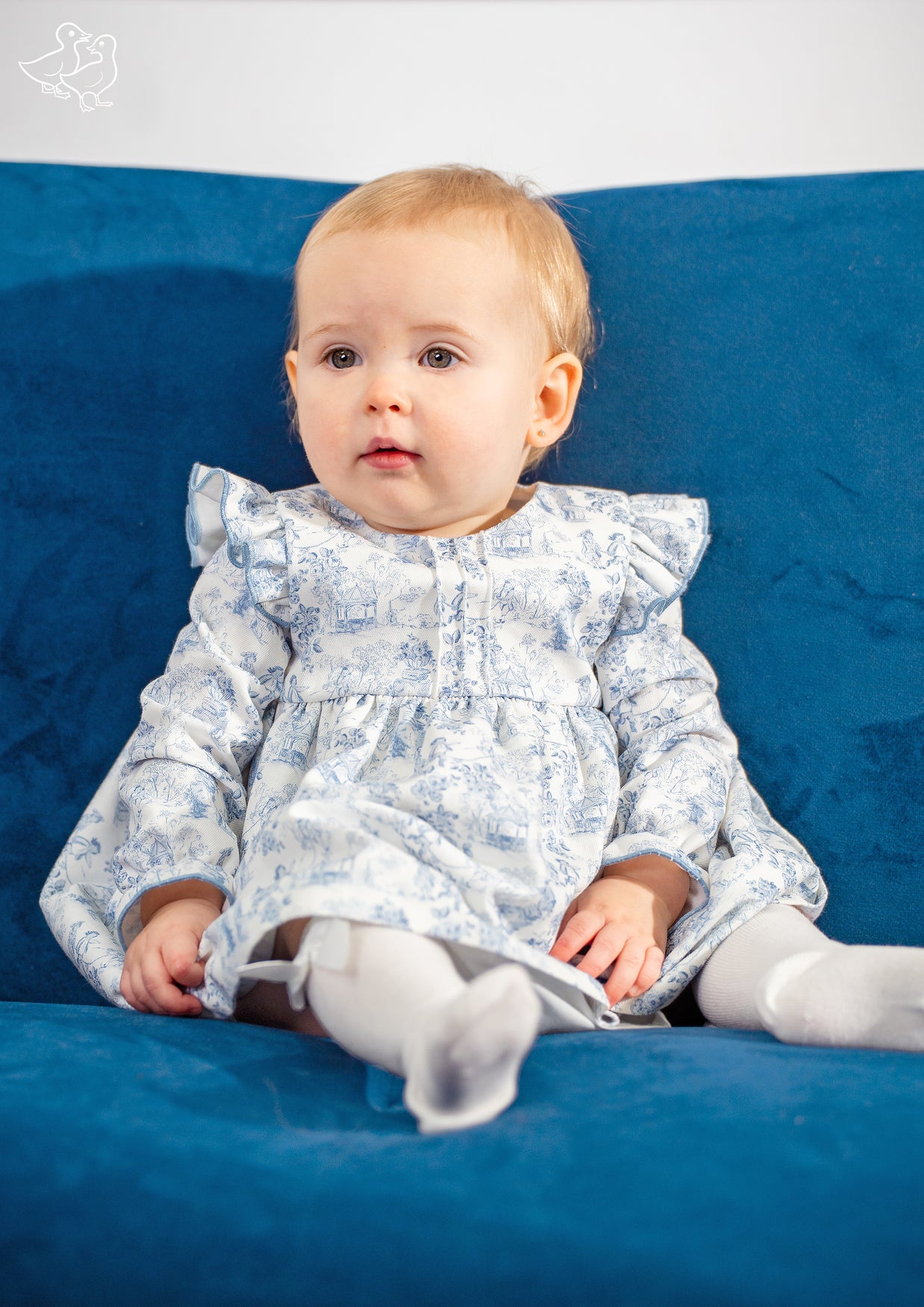 Blue Floral Smocked Baby Dress