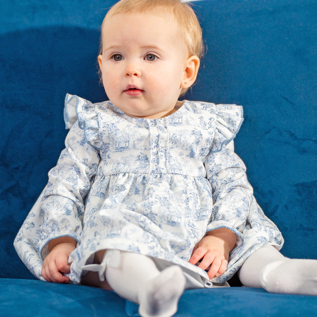 Blue Floral Smocked Baby Dress