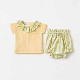 Elegant Baby Girl Knit Top and Floral Bloomer Set