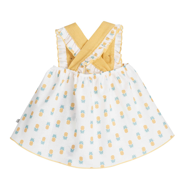 Baby girl pinapple summer dress - yellow strap cotton sundress