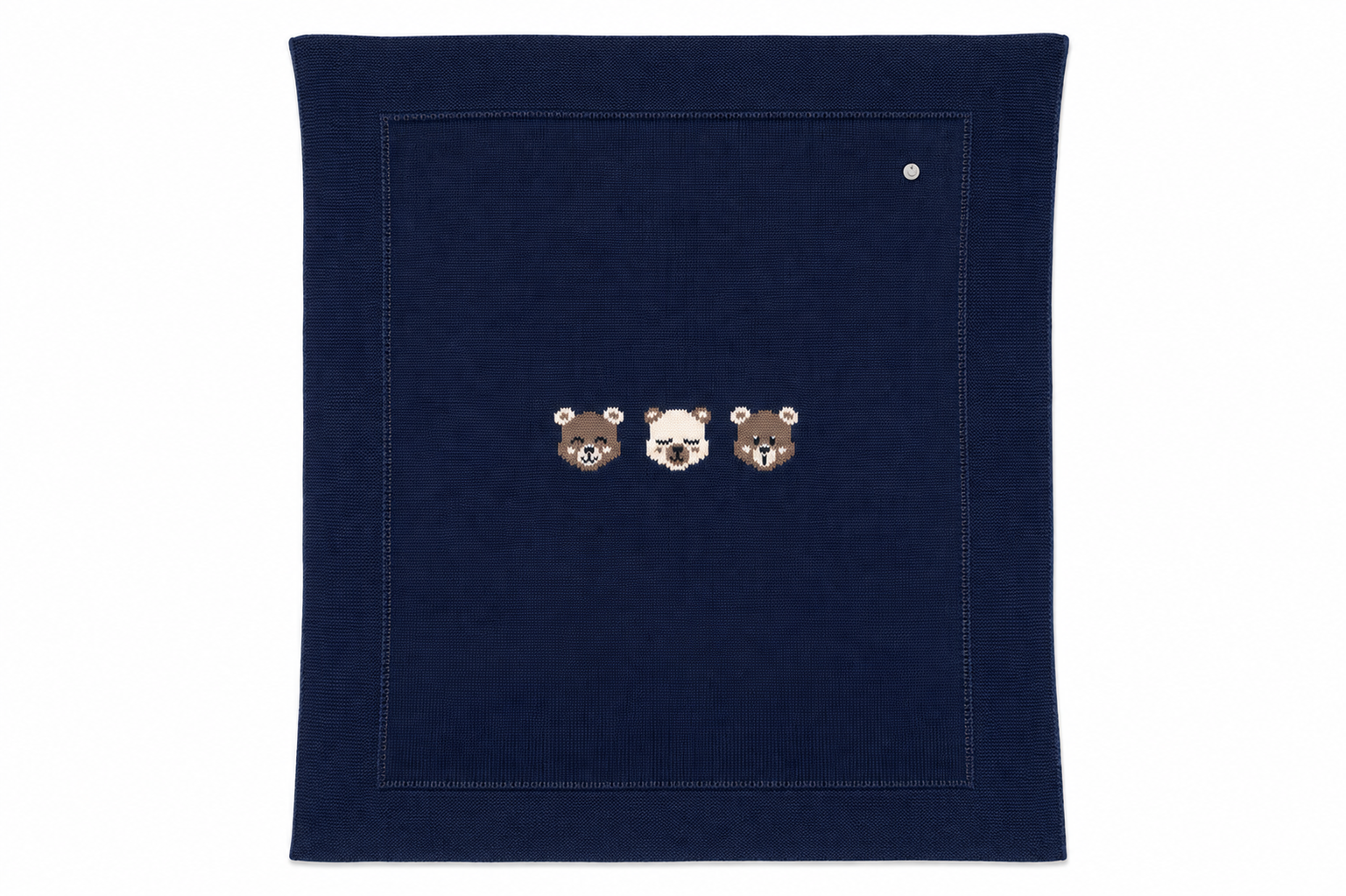 Knit Baby Blanket with Bear Detail