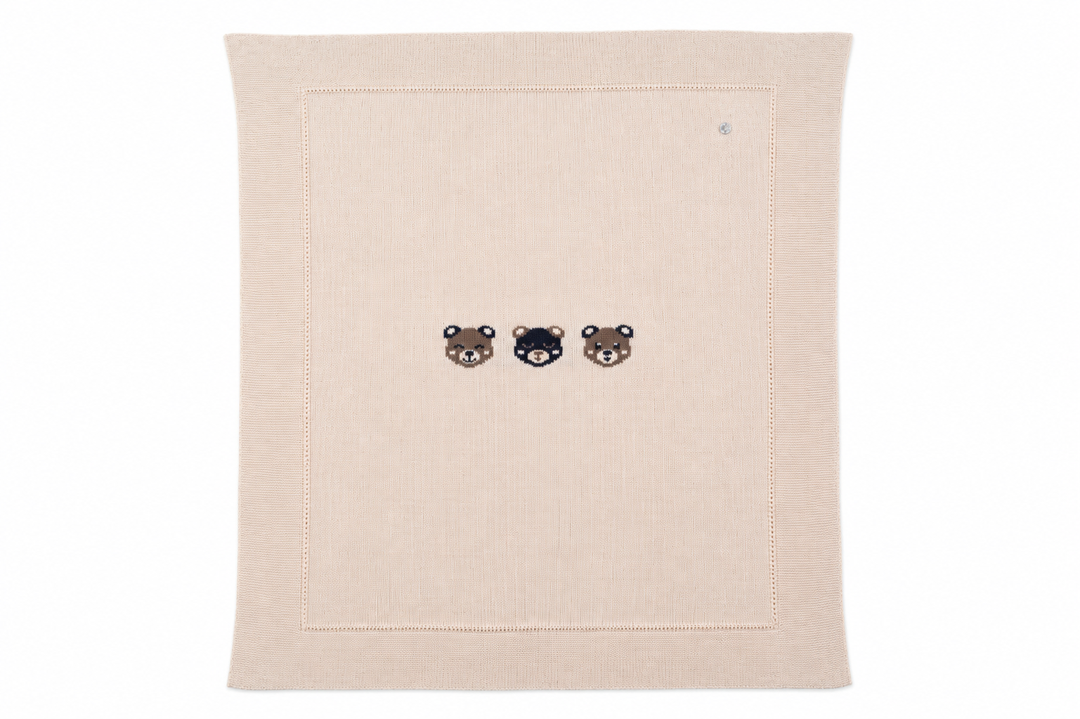 Knit Baby Blanket with Bear Detail