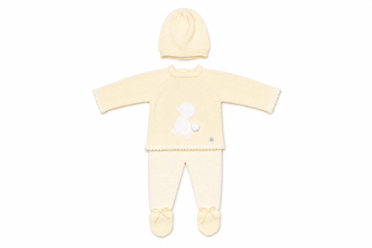 Knit Baby Layette Set with Duck Detail