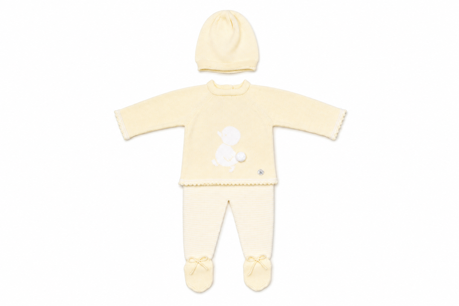 Knit Baby Layette Set with Duck Detail