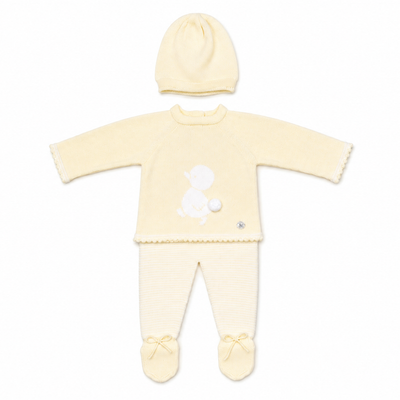 Knit Baby Layette Set with Duck Detail