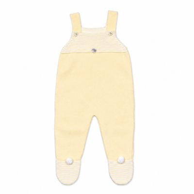 Knit Baby Overalls with pom-pom Details