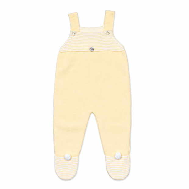 Knit Baby Overalls with pom-pom Details