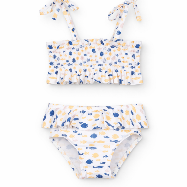 Girls Fish Print Bikini Set | Elegant Toddler Two-Piece Swimsuit