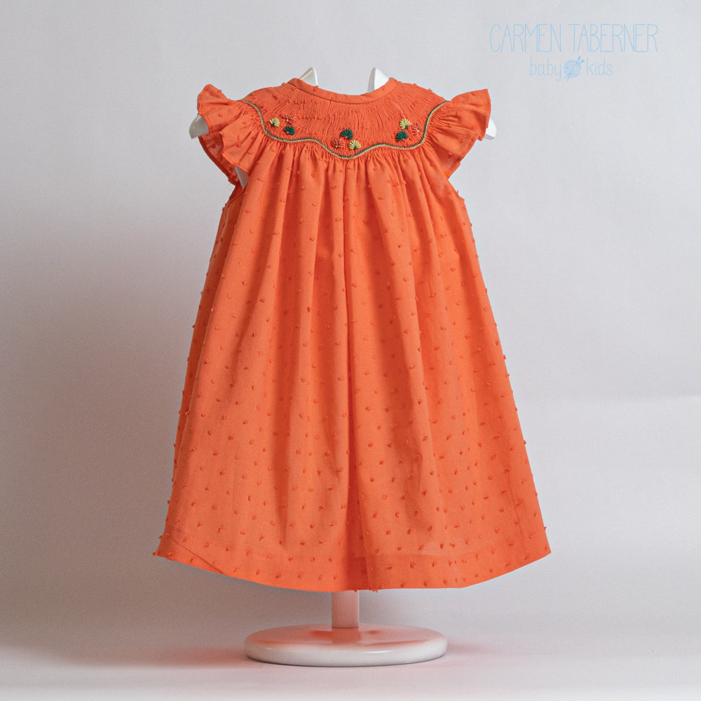 Coral Embroidered Baby Dress