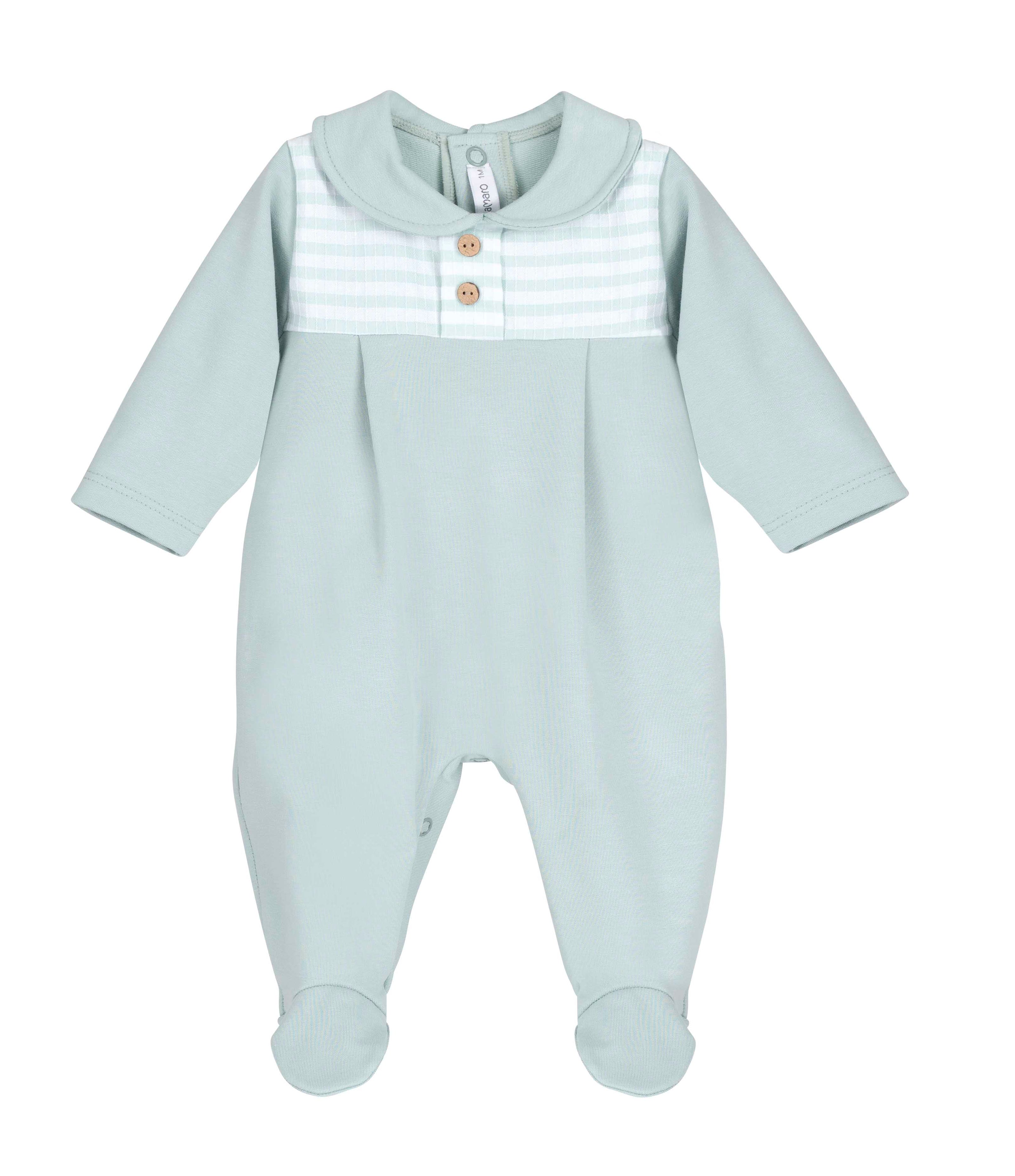 Baby unisex mint green cotton sleepsuit