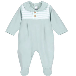 Baby unisex mint green cotton sleepsuit