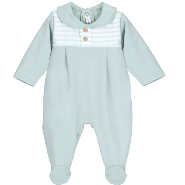 Baby unisex mint green cotton sleepsuit