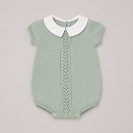 Elegant Baby Knit Romper with Peter Pan Collar