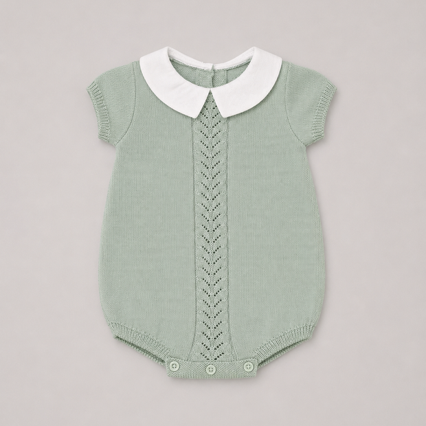 Elegant Baby Knit Romper with Peter Pan Collar