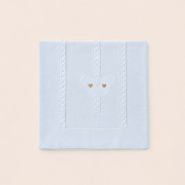 Knit Baby Blanket with Bear Knitted detail