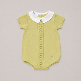 Elegant Baby Knit Romper with Peter Pan Collar