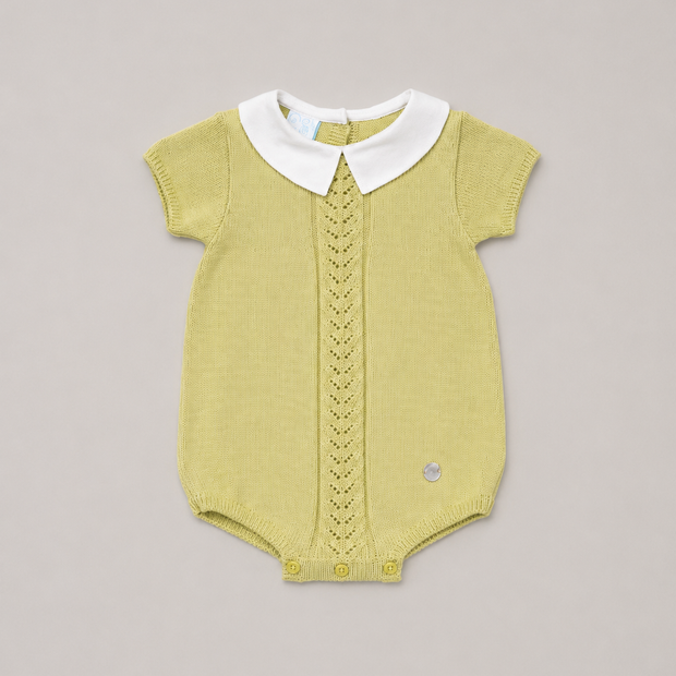 Elegant Baby Knit Romper with Peter Pan Collar