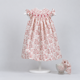 Blush Toile Smocked Dress