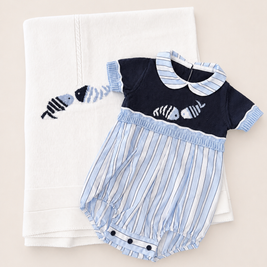 Nautical Baby Boy Romper & Blanket Set
