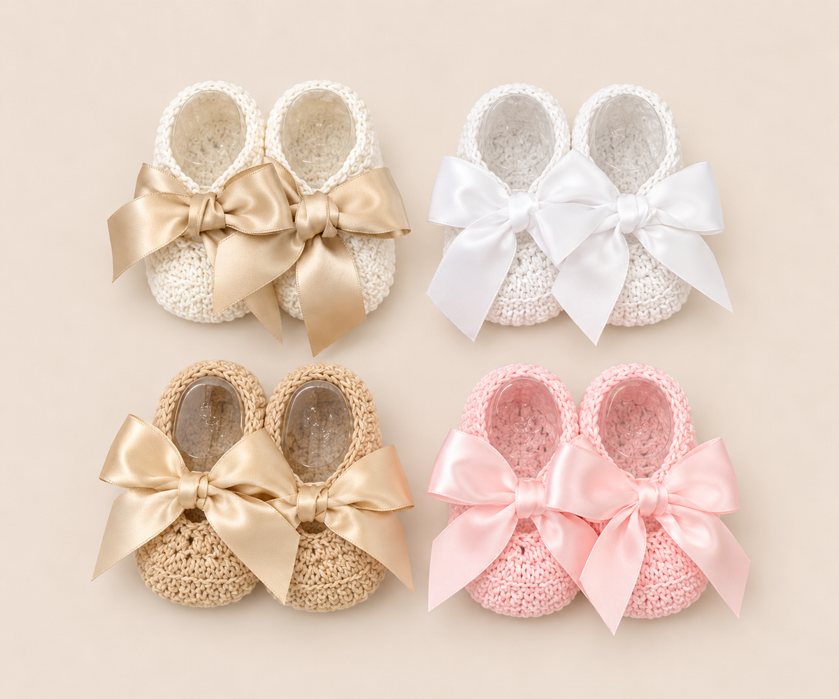 Elegant Baby Booties with Bows