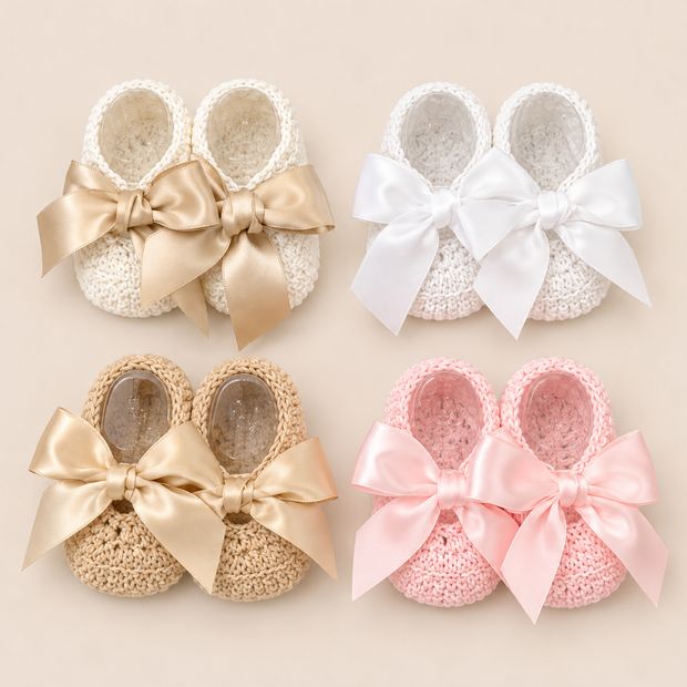 Elegant Baby Booties with Bows