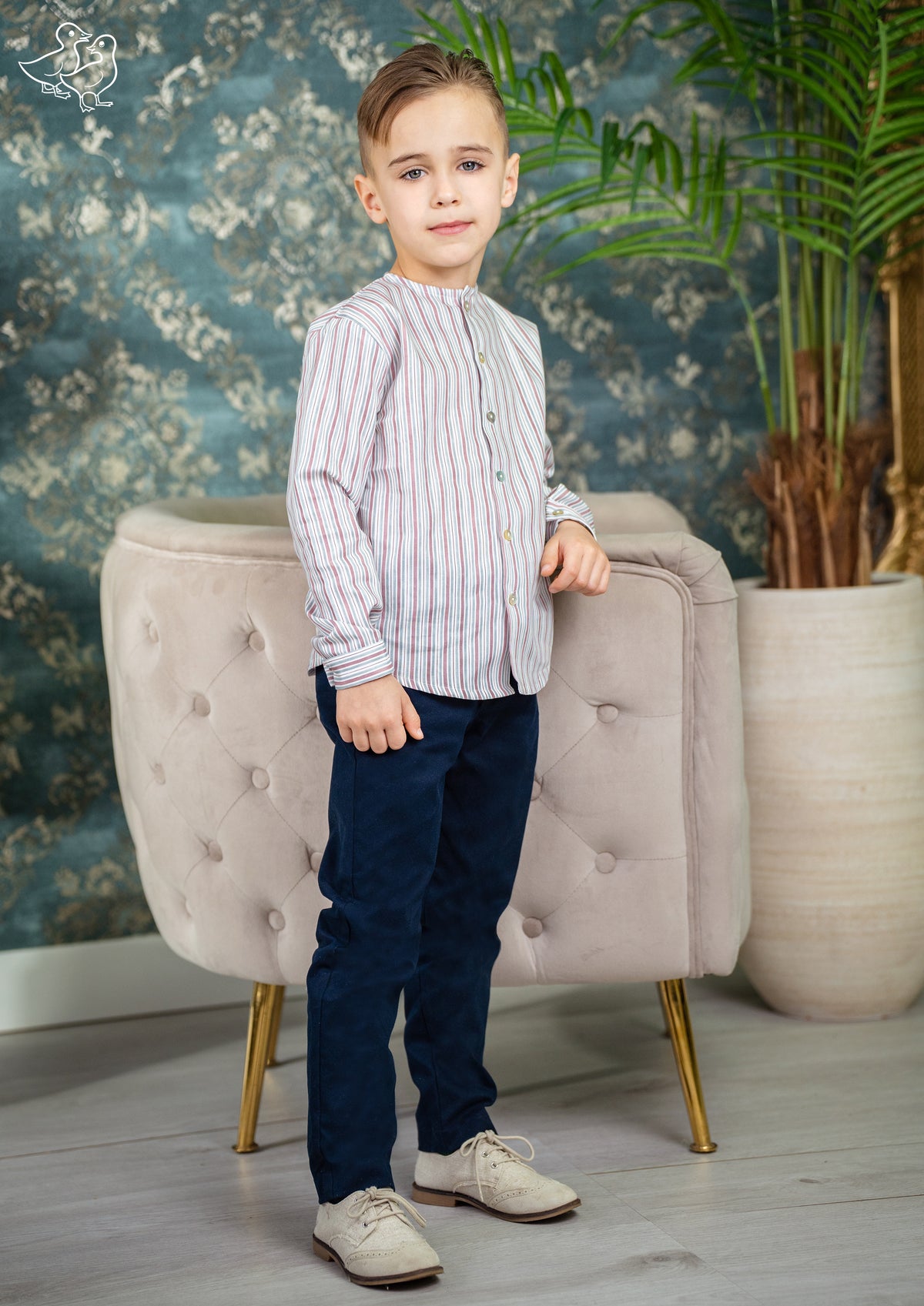Boys Stripe Shirt & Navy Pants Set