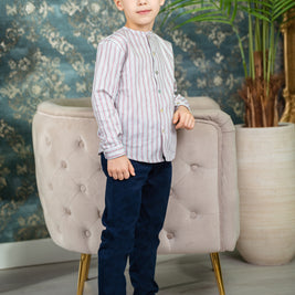 Boys Stripe Shirt & Navy Pants Set