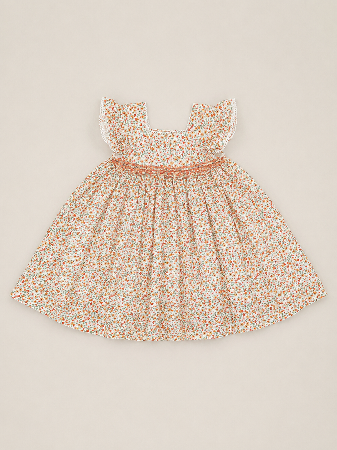 Girls Floral Smocked Dress