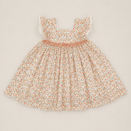 Girls Floral Smocked Dress