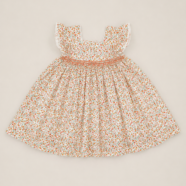 Girls Floral Smocked Dress