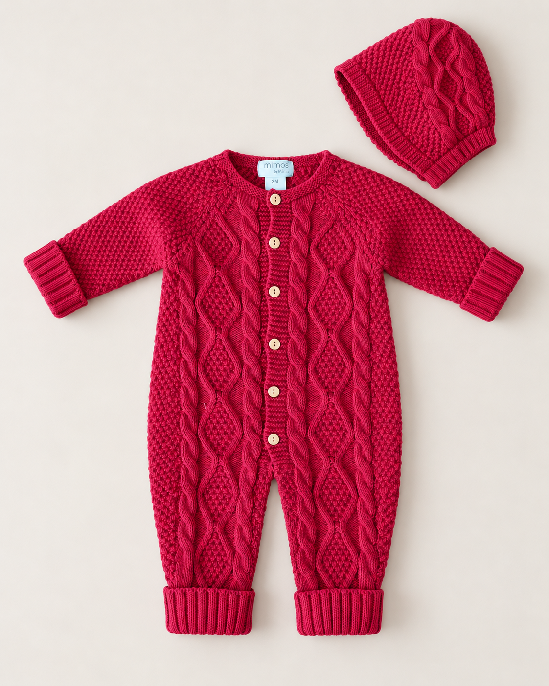 Cable Knit Baby Long-Sleeve & Bonnet Outfit