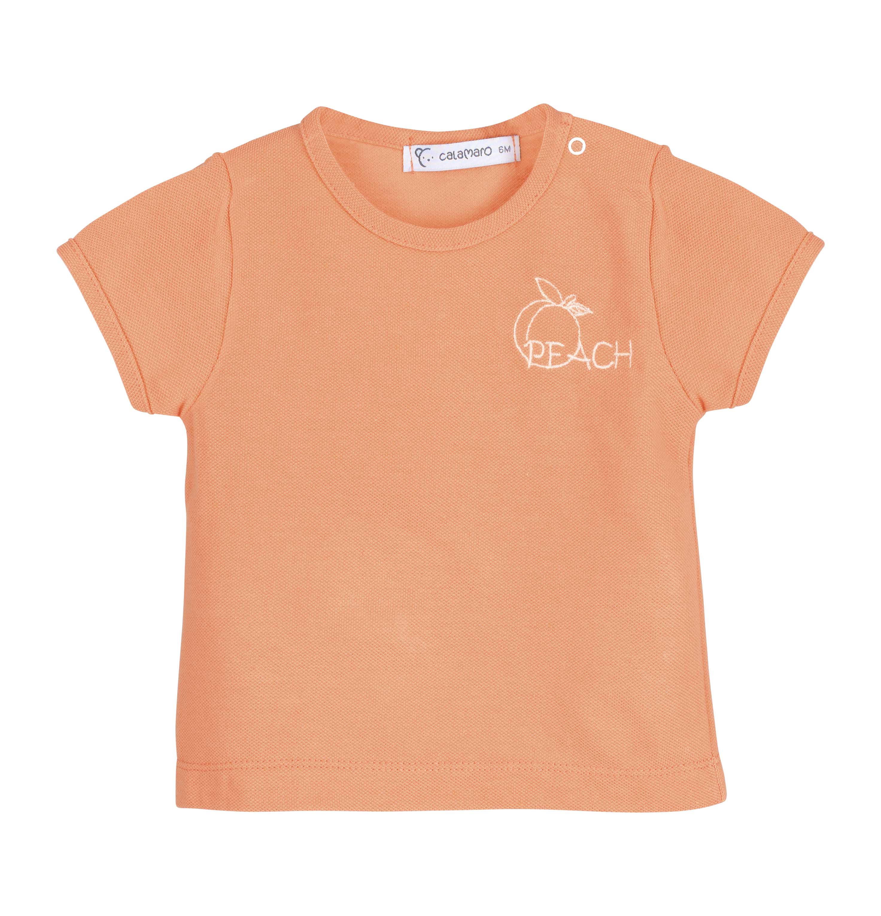 Boys Peach Cotton T-Shirt & Gingham Shorts Set | Classic Baby Summer Outfit