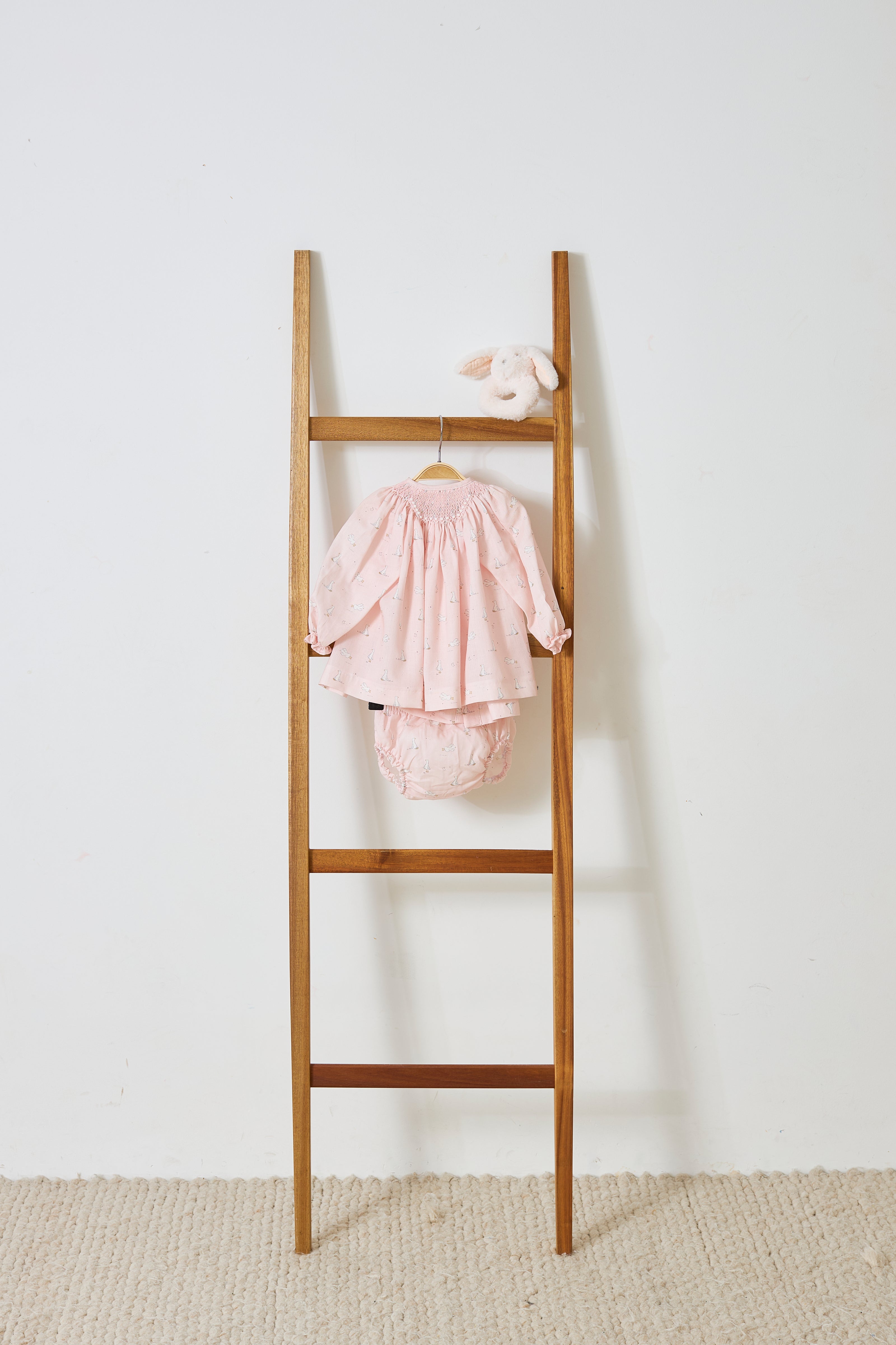 Pink Smocked Goose Bloomer Set
