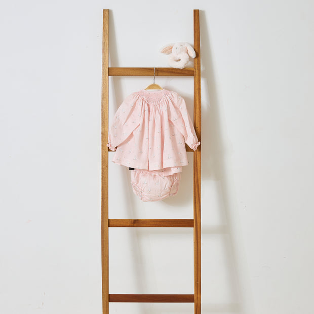 Pink Smocked Goose Bloomer Set