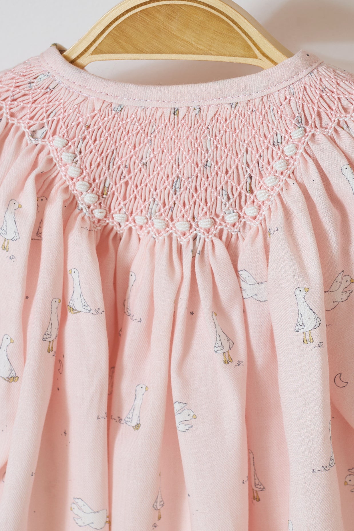 Pink Smocked Goose Bloomer Set