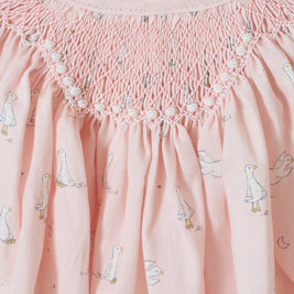 Pink Smocked Goose Bloomer Set