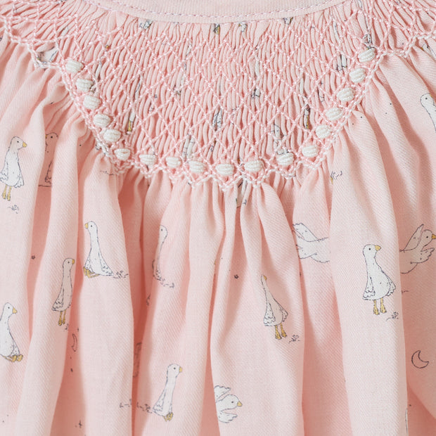 Pink Smocked Goose Bloomer Set
