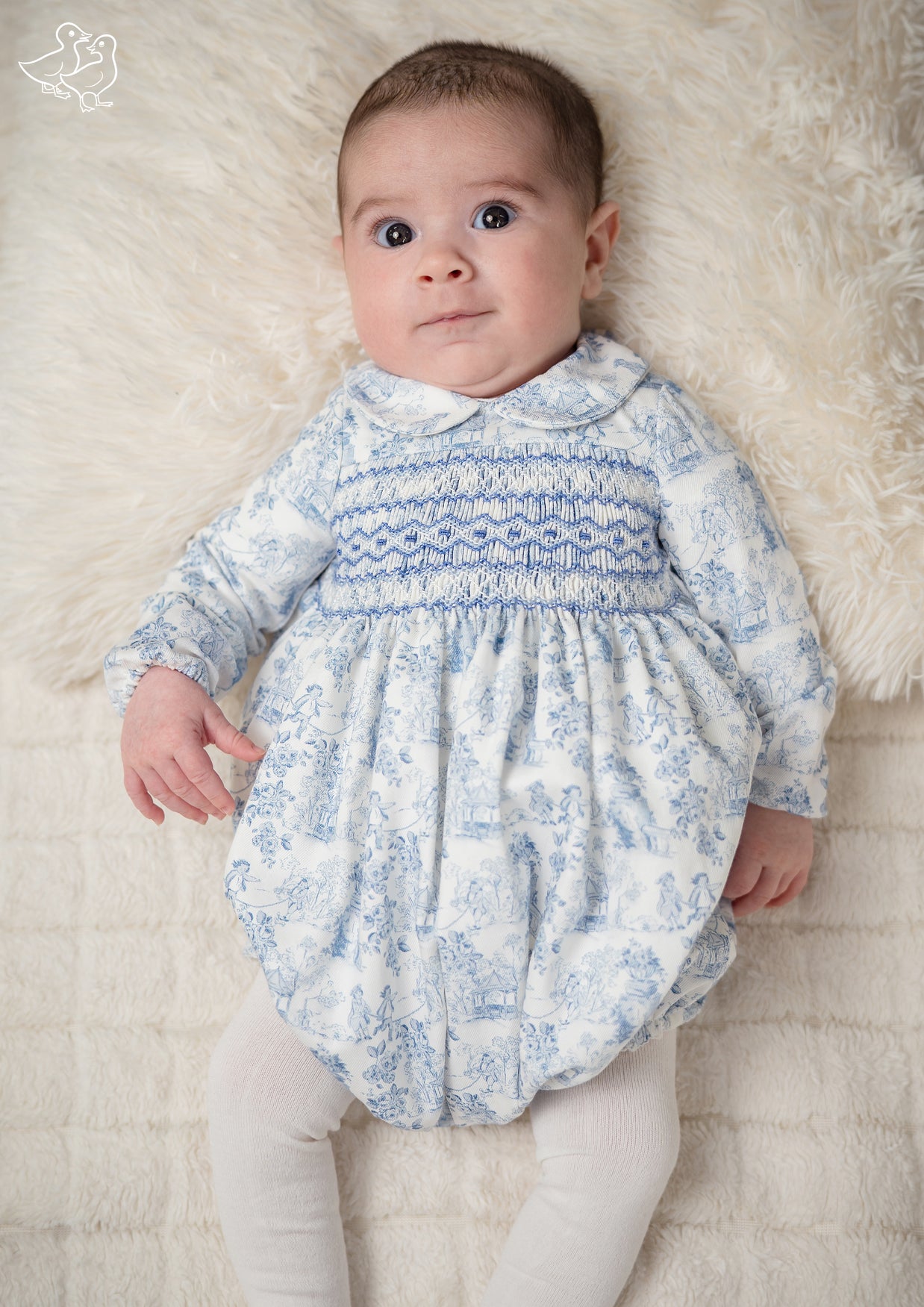 Blue Smocked Baby Romper