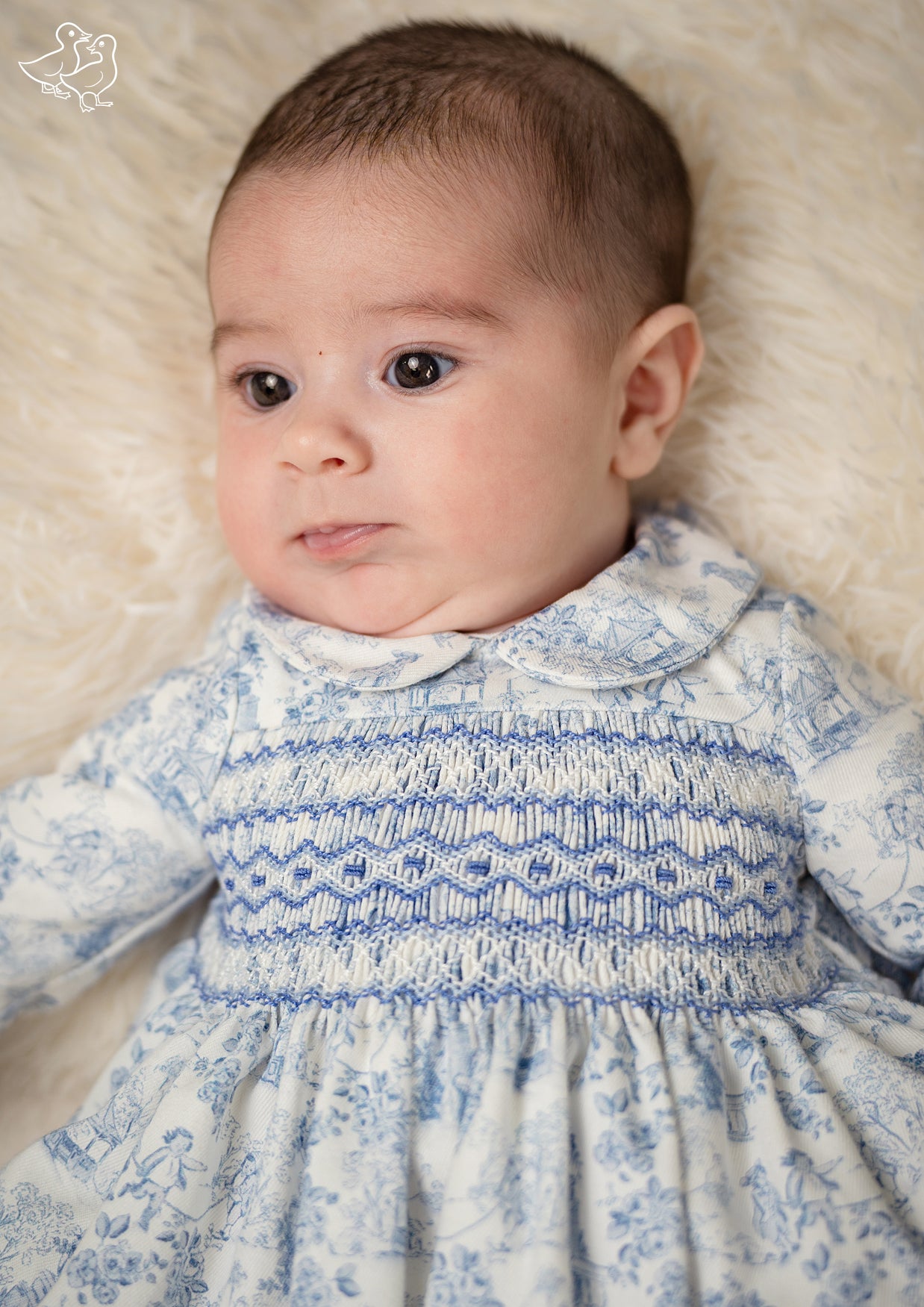 Blue Smocked Baby Romper