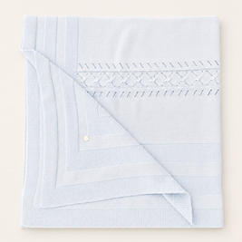 Blue Knit Baby Blanket with Openwork Detail